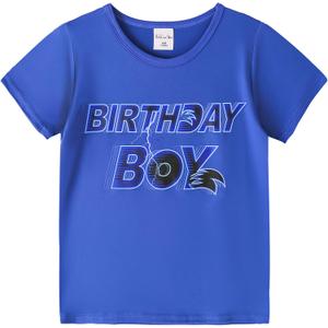 Tutu and Sian Ultra Soft Birthday Boy Short-Sleeve T-Shirt, Gifts for Boys Birthday Party (Blue)