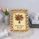 JANDERART Vintage Picture Frame 5x7 Inch, Ornate Antique Photo Frames with Glass Front, Lily Flowers Design, Tabletop & Wall Hanging, Photo Gallery, Gold