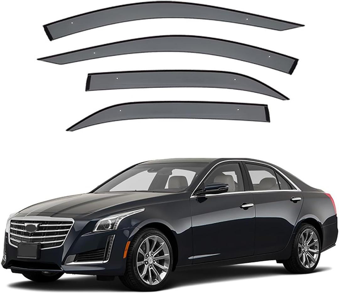 Window Visors Rain Guards for Cadillac CTS MK3 Sedan 2014-2019,Side Window Wind Deflectors for Cadillac CTS MK3 Sedan 2014 2015 2016 2017 2018 2019, 4 PCS