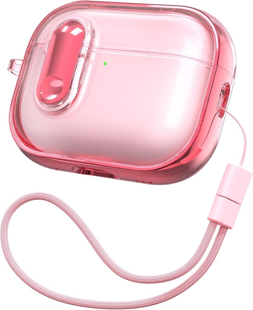 RFUNGUANGO AirPods Pro 2 Case for Women with Security Lock, Soft TPU with Cleaning Kit & Lanyard, Compatible with AirPods Pro 2nd/1st Generation Protective Case, Pink