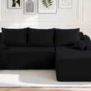 HABUTWAY 94'' Cloud Sectional Couch, Boneless Sofa with Deep Seat, Modular Comfy L-Shape Couch with Chaise for Living Room Bedroom, No Assembly Required(Black,Right Facing Chaise)