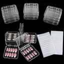 9 Pcs Press On Nail Packaging Box with 30 Pcs Adhesive Double Sided Tape Acrylic Press on Nail Case Clear Nail Packaging for Press Ons Artificial False Nails Display Container Supplies