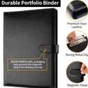 Professional Padfolio with Clipboard, Faux Leather Portfolio Folder Binder, Legal Pad Holder for A4 Letter Size Notepad, Resume, Writing Pad, Ideal Organizer for Business Office Conference, Black