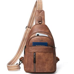 LATMAP 7L Sling Bag For Women Men Backpack Fanny Pack Crossbody Chest Travel Shoulder Belt Bags Purse Handbag PU Leather