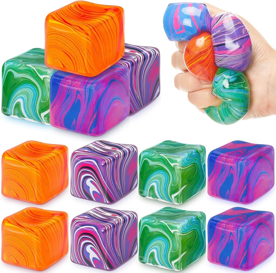 12 Pack Stress Cube Bulk mini Ice Cube Stress Balls Anxiety Relief Soft Squeeze Sensory Balls for Party Favors Prizes Goodie Bag Stuffers Party