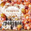 MEHOFOND 7x5ft Fall Pumpkin Baby Shower Banner Backdrop, a Little Pumpkin is on The Way Decor, Autumn Floral Pumpkin Baby Shower Photo Background, Maple Leaves Pumpkin Newborn Party Photo Supplies