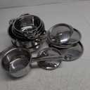 Cookware Set - 15 Piece Stainless Steel Cookware Set, Includes 6 Pots and Pans, 6 Lids and 3 Utensils, Fixed Handles, Induction Safe and Dishwasher Safe