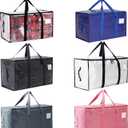 Moving Bags Heavy Duty Extra Large, Alternative for Moving Boxes & Moving Supplies,Clear Storage Bins with Lids, Plastic Packing Tote, Storage Bags for Clothes with Handles & Zippers(Clear, 6 Pack)