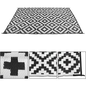 WFLNHB Outdoor Rug 6x9ft, Foldable Reversible Outdoor Plastic Straw Rug, Outdoor Carpet, Outside for Patio, Camp, Picnic, Balcony, Deck, Backyard, Black and White