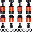 16 Pieces Garden Hose Quick Connector 3/4 Inch Plastic Water Hose Fittings Male and Female Connectors End Adapters with 10 Pieces Rubber Gaskets(Red, Black)