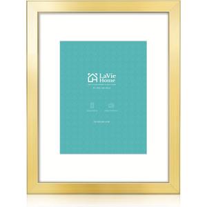 LaVie Home 14x18 Picture Frame Gold Poster Frame,Display Pictures 12x16 with Mat or 14x18 Without Mat, Stable and Sturdy Frame and Polished Plexiglass, Horizontal and Vertical Format of The Walls