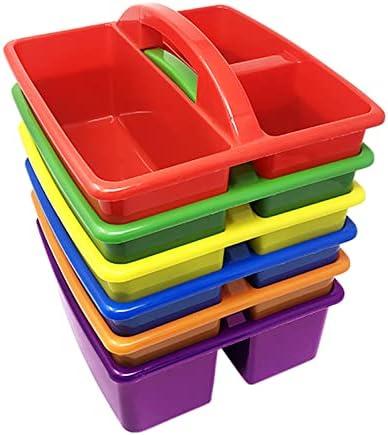 Podzly Classroom Caddy Organizer - Pack of 6 with 3 Compartments and Handle - Ideal Table Caddy for Classroom Supplies in Kindergarten - Classroom Storage Bins for Art and Craft Teachers