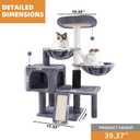 ROYPET Cat Tree with Cat Condo and Two Hammocks, Cat Tower with Scratching Posts and Scratching Pads, Grey
