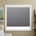 Cordless Cellular Shades Blackout Honeycomb Blinds Fabric Window Shades 35" W x 64" H, Cool Silver(Blackout)