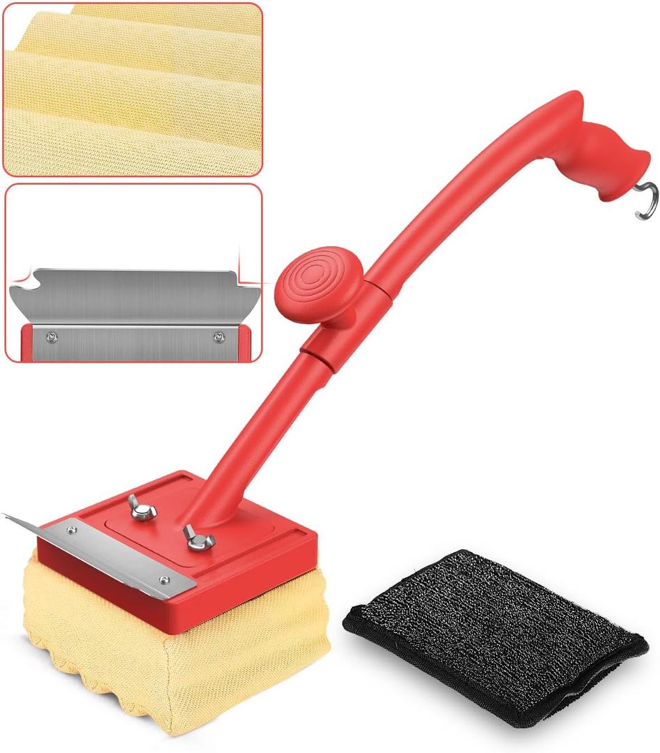 Grill Brush Bristle Free, Safe Non Metal Wire with Scraper 2 Replacement Heads, Steam Grilling Grate Cleaning Tool, Wireless Bbq Cleaner Accessory Kit Set, Outdoor Cast Iron Barbecue/Barbeque Scrubber