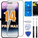 ZTR for iPhone 14 Pro Max Screen Replacement, 6.7'' COF LCD Display and Touch Digitizer Full Assembly with Repair Tool Kits, 120Hz Promotion, Screen Protector (for A2651, A2893, A2896, A2895, A2894)
