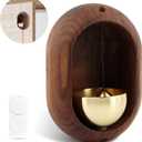 Oval Magnetic Hanging Door Bell, Loud Sound Wooden Zen Grip Doorbell Chime, Hanging Wood Shop Keeper Bells for Business Door Opening, Entrance Decoration (Black Walnut) (1)