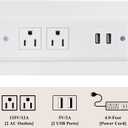 3-Tier Small Narrow Wood Side Table with Charging Station, Skinny Nightstand for Small Space, Slim Bedside Table with Storage for Couch, Thin End Table with USB Ports and Outlets, White (1 Pack)