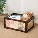 Natural Bamboo Wooden Storage Box, Antique Box Basket, Rustic Farmhouse Look Frame for Kitchen Pantry, Cabinets or Counters - Multipurpose Home Collection (Large)