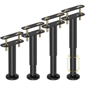 Wlrrcwdttc 4 Pcs Adjustable Height Bed Support Legs 7.08-12.6 inch, Bed Frame Center Support Legs for Bed Frame/Bed Center Slat/Furniture, Heavy Duty Metal Bed Replacement Legs Bed Slats Support Legs