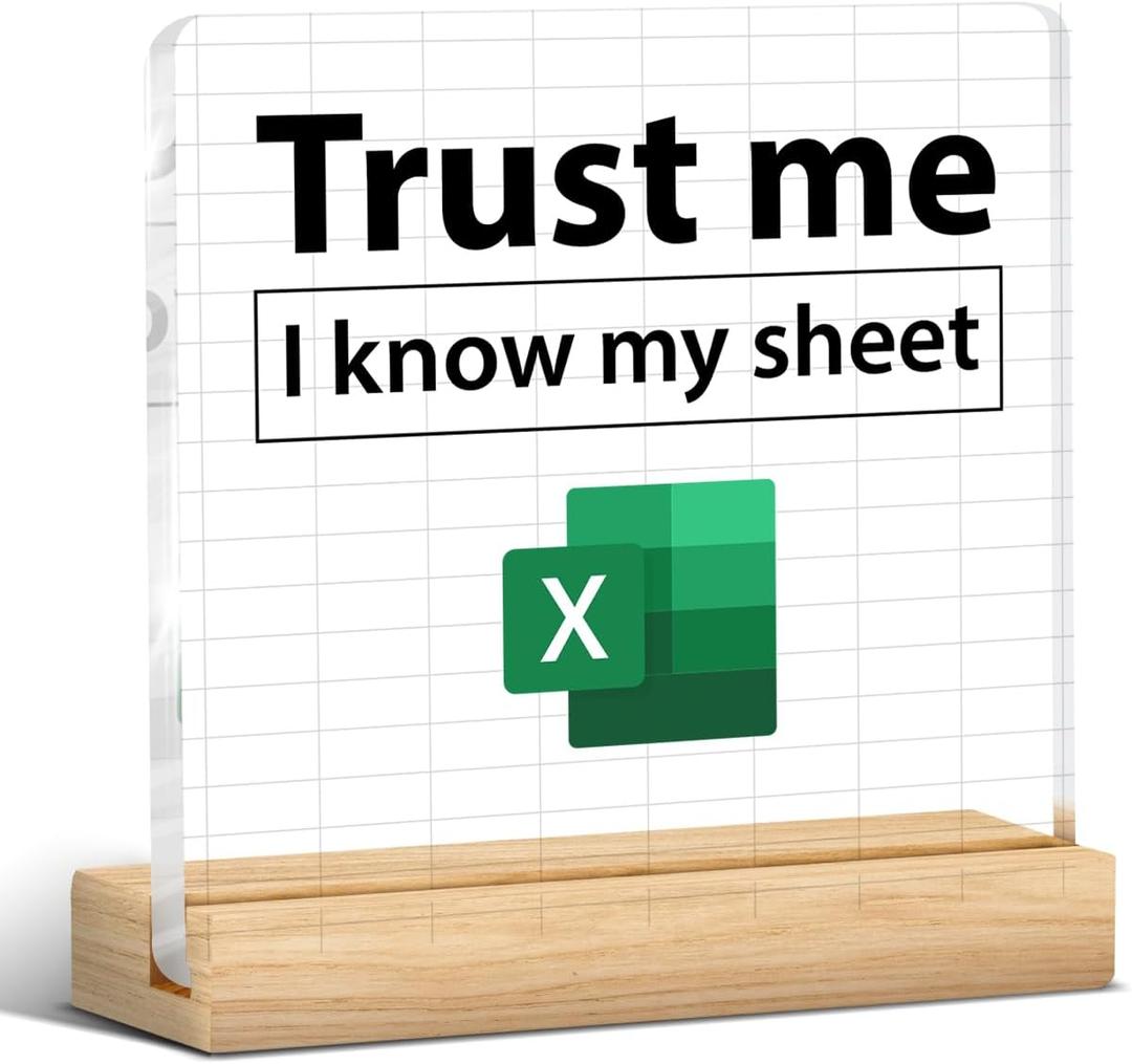 Accountant Gifts for Women Men, Funny Office Decor, Spreadsheet Gift for Accounting Coworkers, I Know My Sheet Acrylic Plaque Sign for Office Cubicle Home