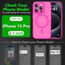Innaght Magnetic for iPhone 15 Pro Case[Compatible with MagSafe][Camera Protection][2+Full Coverage Tempered Glass Screen Protector][Translucent Matte] Drop Protection Phone Case,6.1",Hot Pink