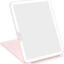 WEILY Makeup Mirror with Lights, 2000 mAh USB Rechargeable Lighted Makeup Mirror, Touch Screen 3 Colors Adjustable 72 LED Lights Compact Travel Mirror, Gift for Girls Women (Pink)