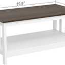 ChooChoo Farmhouse Coffee Table, White Living Room Table with Shelf, 40 Inch, 22"d x 39.9"w x 18.1"h