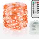 2 x suddus Orange Halloween Fairy Lights Battery Operated, 66ft 200 LED Copper Wire Twinkle Lights Waterproof, String Lights with Remote for Bedroom, Party, Yard, Door, Garland, Tree Decorations