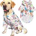 Hawaii Shirt for Dogs - White Fruits Print Polo T-Shirt, Breathable Cool Beach Style Summer Clothes for Large Dog Boys and Girls (2X-Large, Fruits)
