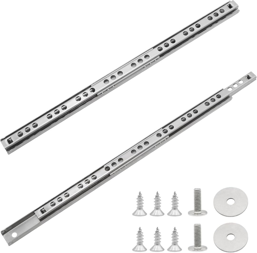 2Pcs 278mm/10.94" Silver Stainless Steel Drawer Slides, Small Drawer Rails, Ball Bearing Two Way Slide Track Rail, with Mounting Screws(1 Pair)