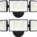 iMaihom 100W LED Flood Light Outdoor, 9000LM Super Bright Security Lights, IP65 Waterproof Exterior Floodlight, 3 Adjustable Heads, 6500K Daylight White Light for Yard Garage Playground (2 Pack),Black