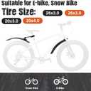 Fat Tire Bike Fender for 3.0-4.0 Wide Tire Mudguard Set Front and Rear 2 Parts-Universal Full Cover Thicken Bicycle Mud Guard Mudflap for Electric Bike Beach Bike