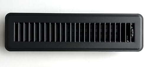 Kompell Aire Heavy Duty Steel Floor Vent with Beautiful Black Matte Finish. Fits in 2 x 12duct Opening. Overall Dimension is 3.75 in Wide x 13.75 in Long. 