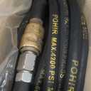 POHIR Pressure Washer Hose 50 ft with 3/8 Inch Quick Connect, Kink Resistant High Tensile Wire Braided,with 2 pcs M22 14mm Adapter Set, 4200 PSI Power Washer Hose