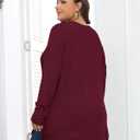 KARALIN Womens Plus Size Tops Fall CrewNeck Waffle Knit Long Sleeve Shirts Side Slits Oversized Sweater Pullover (XXL)