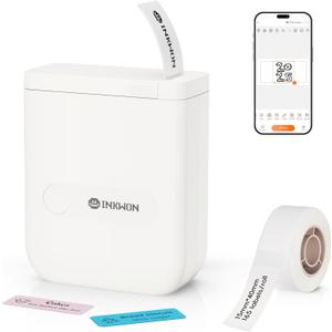 D110 Label Maker Machine with Tape, Bluetooth Mini Label Maker with Various Templates, Wireless Portable Small Label Printer for Home, Office, School, White