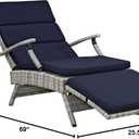 Modway Envisage Outdoor Patio Wicker Rattan Chaise Lounge in Light Gray Navy, 69"L x 35.5"H