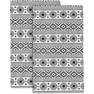 Hand Towels Set of 2 Aztec Hand Towels for Bathroom Soft Absorbent Decorative Hand Bath Towels Dish Towels for Kitchen Sports Gym Yoga Home Decor 14 x 28 in, Small
