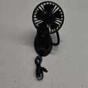Clip On USB Mini Desk Fan with Emergency Power Bank, Battery Operated Rechargeable Portable Fan - Flexible Neck, 3 Speed Personal Cooling for Baby Stroller, Car, Camping, Office, Dorm, Beach - Black