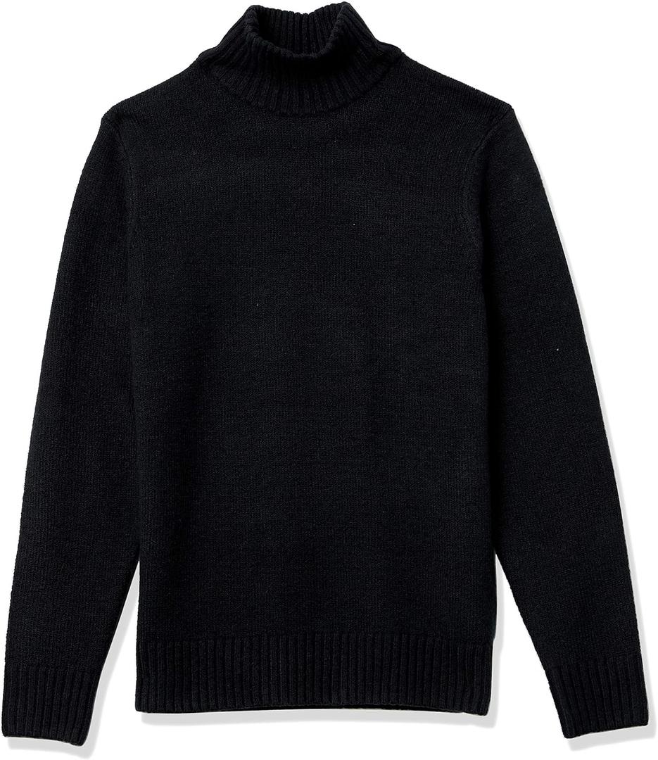 Amazon Essentials Men's Long-Sleeve Soft Touch Cotton Blend Turtleneck Sweater (Medium, Black)