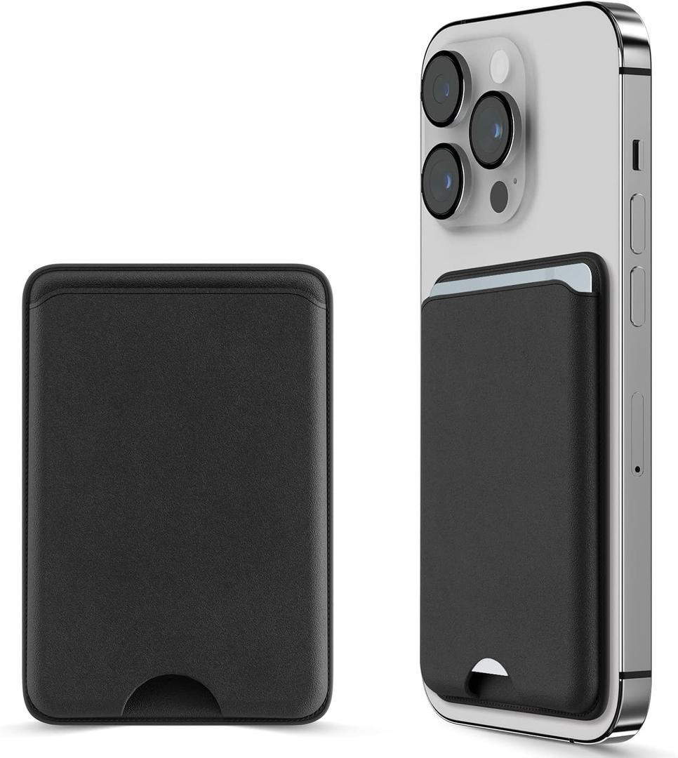 for Magsafe Wallet, 2 Pack Strongest Magnetic Wallet Card Holder for iPhone 17/16/15/14/13/12 Series - RFID Blocking, Holds 3 Cards, Black & Black