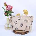 Makeup Bag Small Cosmetic Pouch: Cosmetic Bag for Purse - Cute Make up Bags with Tassel - Gifts for Teen Girl (01-Khaki)