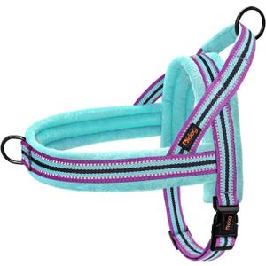 Didog Soft Flannel Padded Dog Vest Harness, No Pull/Quick Fit Reflective Dog Strap Harness, Easy for Training Walking (S:Chest 18-22", Mixed-Blue)