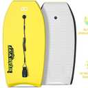 Bodyboard 33-inch/37-inch/42-inch Premium IXPE Body Board with Coiled Wrist Leash, Super Lightweight EPS Core and HDPE Slick Bottom, Perfect Surfing for Kids Teens and Adults 37"