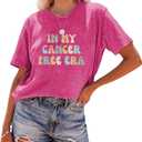 In My Cancer Free Era T-Shirt Graphic Grandmother Tee Casual Mothers Day V Neck Tops Pink XXL