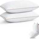 puredown Goose Feather Down Pillows Standard Size Set of 2, Soft Fluffy Luxury Hotel Collection Pillow, 100% Cotton Cover, Medium Firm Bed Pillow for Back, Stomach or Side Sleeper. (01 Brown)