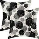 Boho Black Pillow Covers 18x18 Inch Abstract Black Gold Geometric Throw Pillow Covers Set of 2 Modern Art Pillow Cases Outdoor Decor for Living Room Bedroom Linen Square Cushion