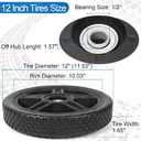12 Inch Lawn Mower Wheels Kits Universal 12" Push Mower Wheels with 1/2" Bearing, Bolts & Nuts, Plastic Replacement Tires for Most Standard Garden Tiller, Pressure Washer, Handtruck, 2 Pack