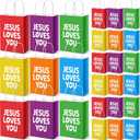 Kolldenn 30 Pcs Christian Gift Bags Bulk Jesus Loves You with Handle Religious Baptism Paper Bags for Women Bible Verse Party Favors for Jesus Birthday Sunday School